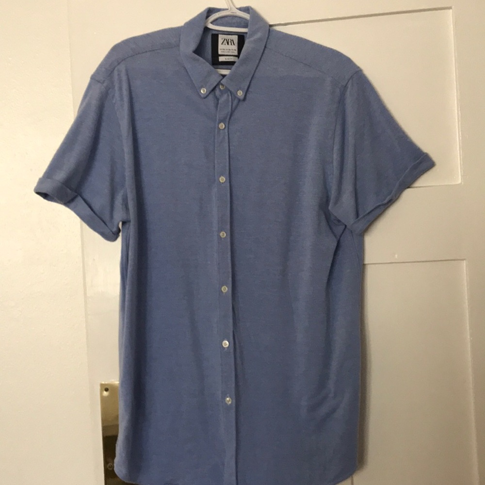 Zara slim fit knit button down shirt